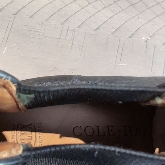 Y2k Cole Haan Black Leather Chunky Wooden Stacked Lug Sole Chelsea Boot 5.5 - Picture 10 of 14